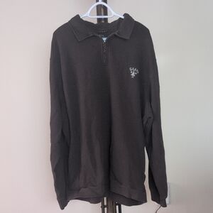 Vintage Chaps Men's Dark Brown Quarter-Zip Lightweight Collared Sweatshirt
